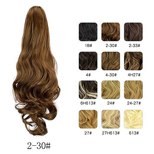 20〞Claw Ponytail Clip in Hair Extensions Hairpiece Synthetic Light Curly Soft Silky Nature Looking Heat-Resisting Different Colors for Women Fashion and Beauty-2/30#